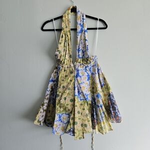 Zara Daisy Floral Halter Baby Doll Dress Open Front Flower Dress Festival Party